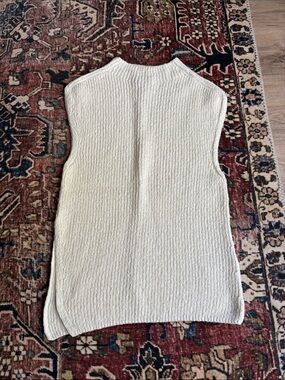 & Other Stories Asymmetrical Cream Ribbed Knit Sleeveless Vest